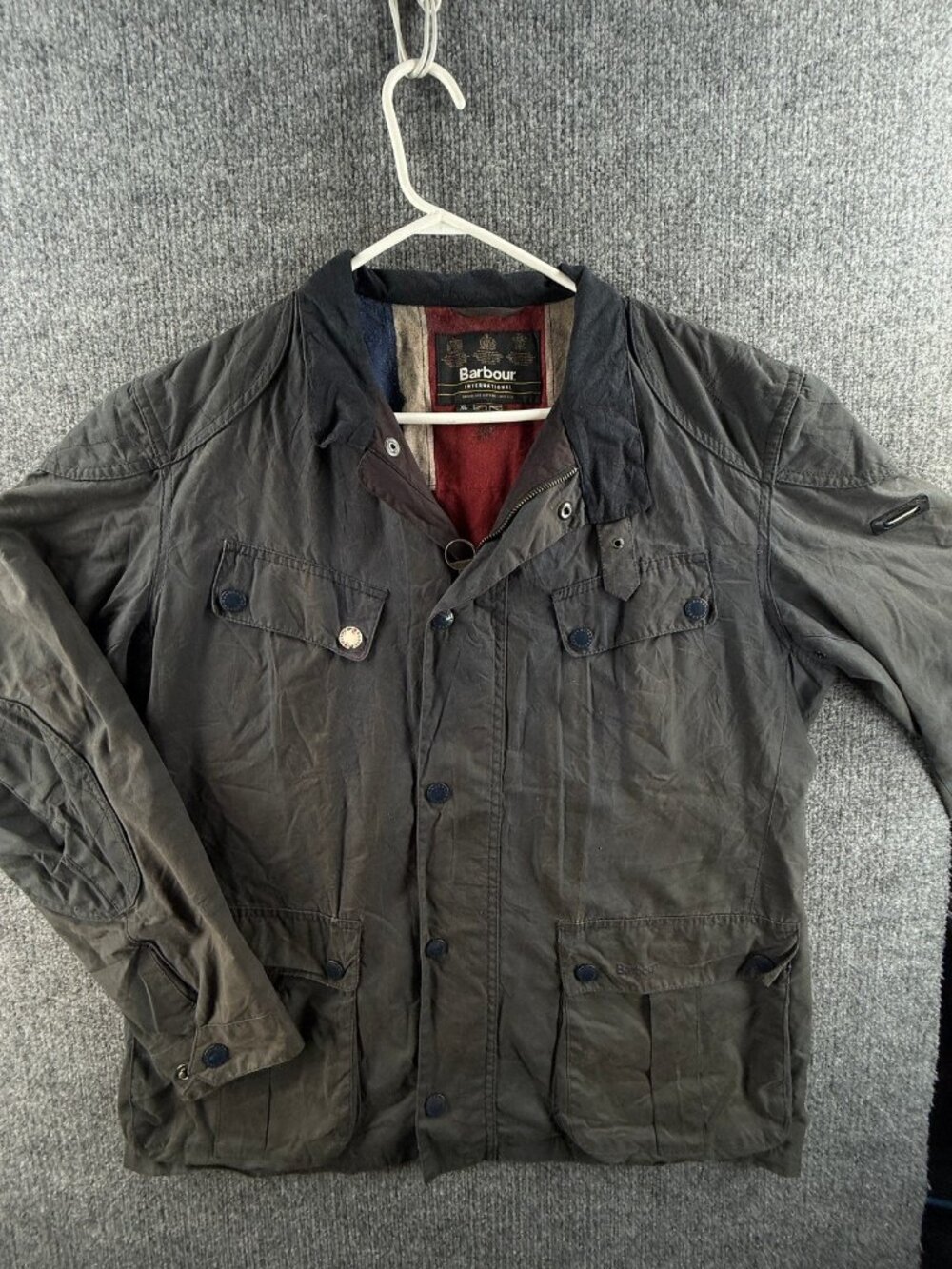 Barbour Simonside Waxed Jacket Canvas XL Sylkoil International Gray Wax Cotton